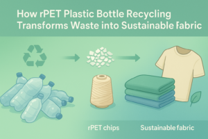 Recycled rPET chips from plastic bottles ready for fabric production