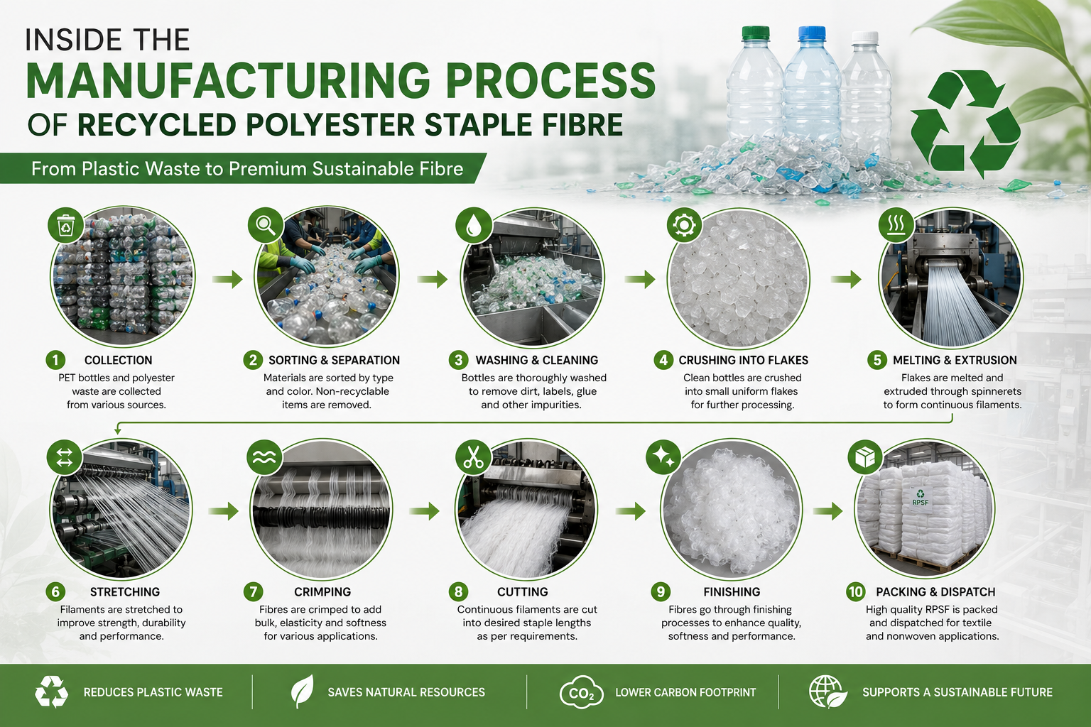 Inside the Manufacturing Process of Recycled Polyester Staple Fibre